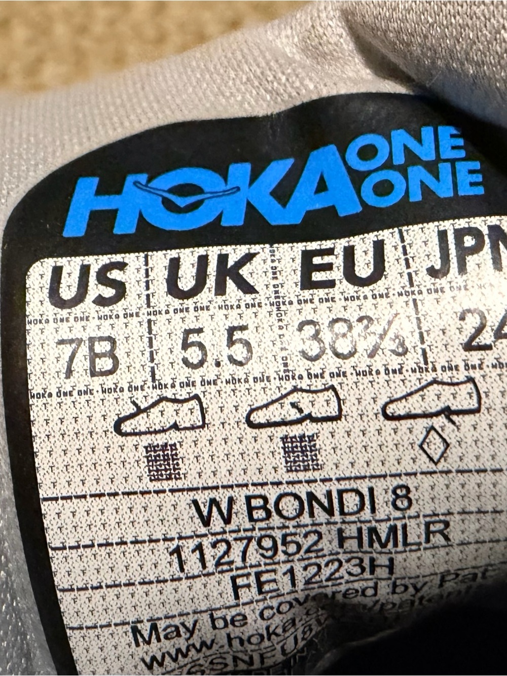 Hoka Light Gray Running Shoes with Peach Logo Accent - Picture 6 of 6